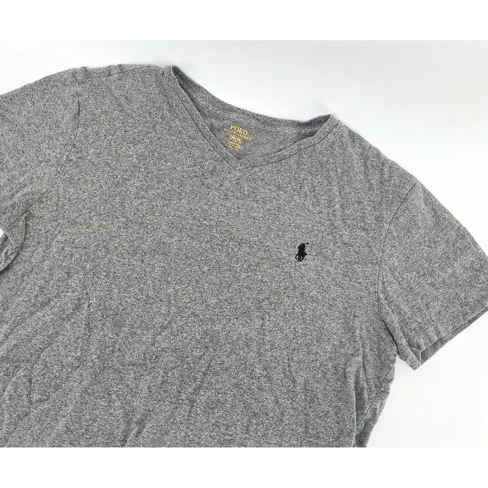 Polo Ralph Lauren V-Neck T-Shirt Mens Size M Preppy Gray Short Sleeve Cotton